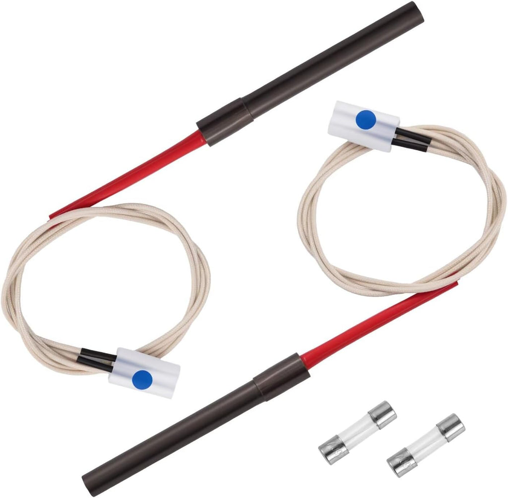 2 Pack Upgraded Hot Rod Igniter Kit Replacement for Traeger, Pit Boss & Camp Chef Smokers, Pellet Grill Igniter Rod Heating Element Compatible Kit with 2 Pcs Fuses, 200W 120V