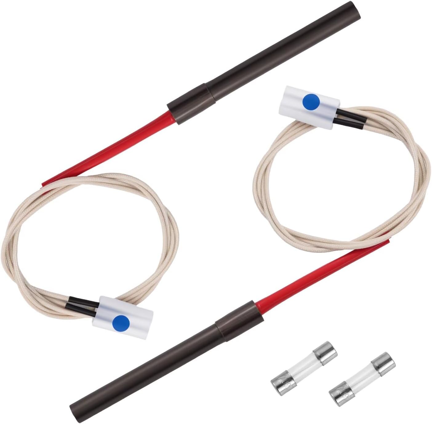 2 Pack Upgraded Hot Rod Igniter Kit Replacement for Traeger, Pit Boss & Camp Chef Smokers, Pellet Grill Igniter Rod Heating Element Compatible Kit with 2 Pcs Fuses, 200W 120V