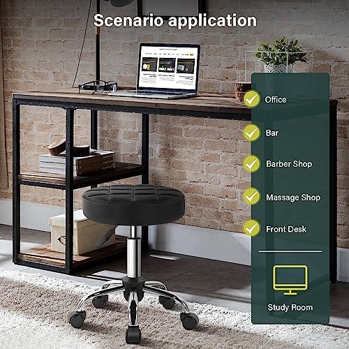 BFTOU Black Classic Swivel Stool with Wheel for Salon Work Home SPA Shop Height-Adjustable and Cost-Effective Rolling Stool Chair Small