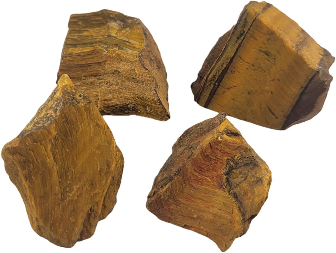 3-5Pcs Tiger's Eye Natural Raw Crystals 1''-2'' Rough Stones Rocks for Tumbling Polishing Cabbing Gemstones Crystals and Healing Stones for Wicca Reiki,Fountian Rocks for Decorations (Tiger's Eye)