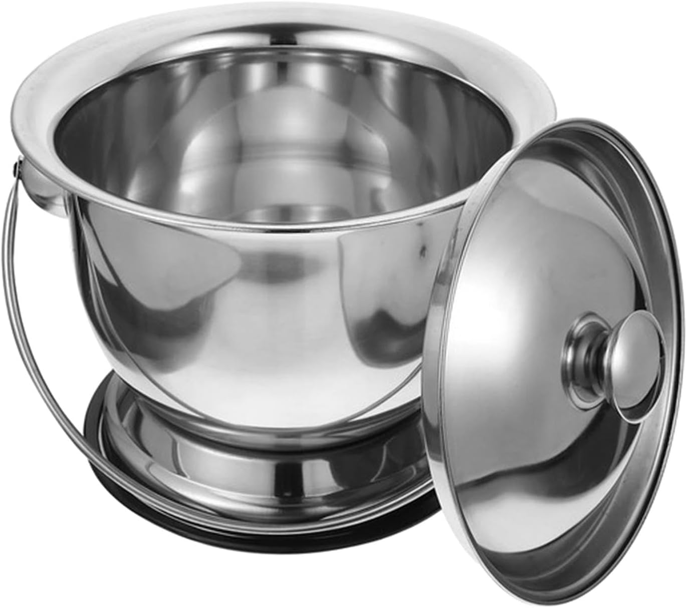 Qianly Chamber Pot Spittoon with Lid Mini Toilets Spit Cup Stainless Steel Indoor Handheld Urinal Bottle Bedpan Potties Night Pot