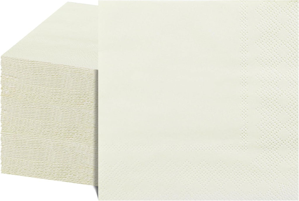 NatNarr 120 Pcs Cocktail Napkins Ivory Napkins Disposable Cream Dessert Beverage Napkin Beige Party Napkin for Wedding, Baby Bridal Shower, 5X5 Inch