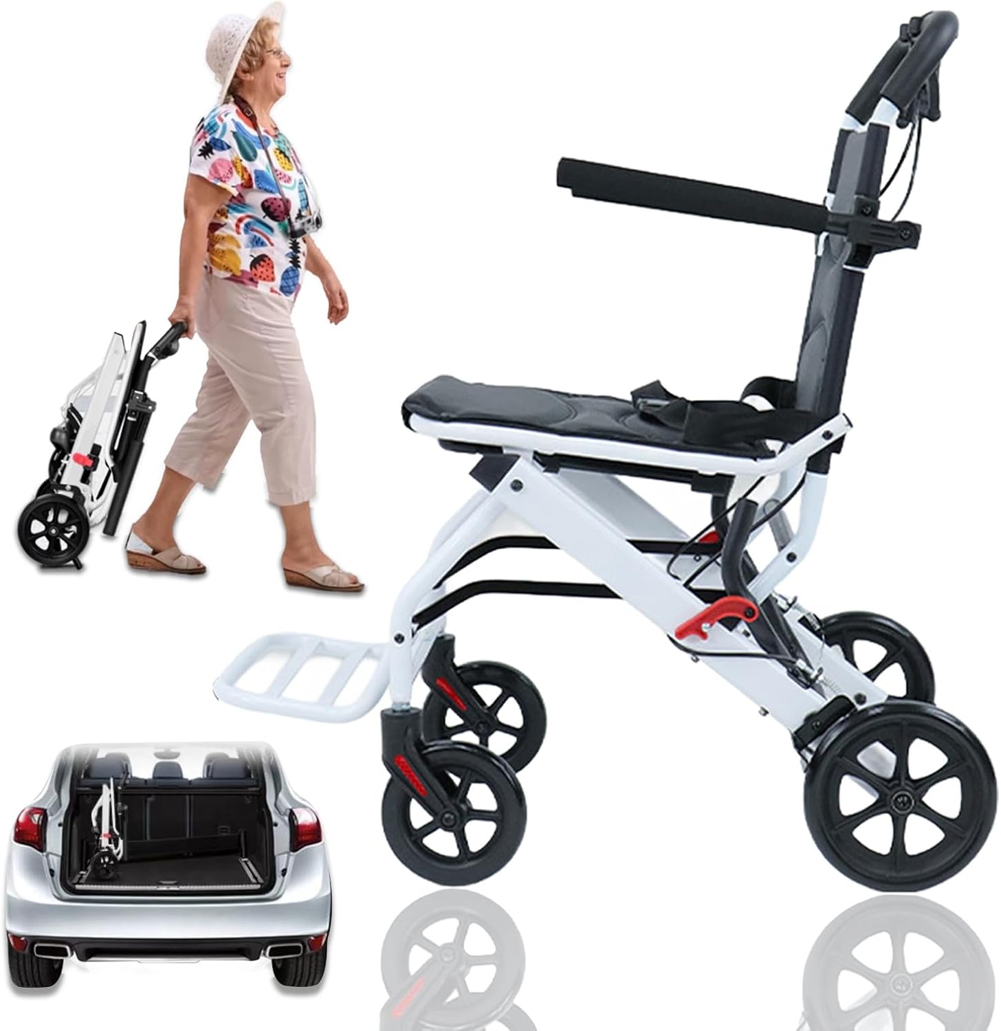 (15lb) Super Lightweight Wheelchairs for Adults，Easy to Travel, Locking Hand Brakes, User-Friendly, Folding, Portable. for Adults or Child (up to 220lbs) A