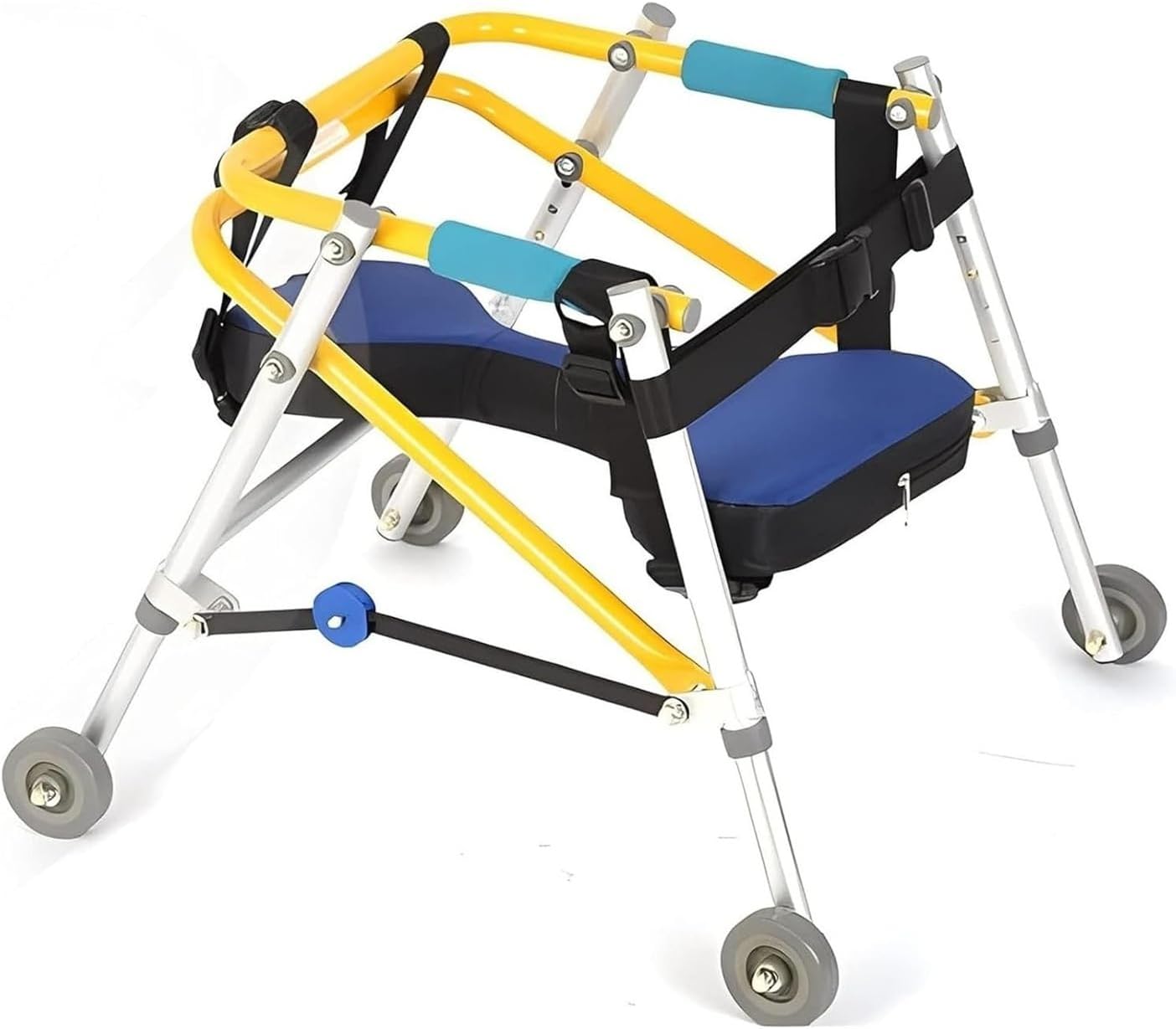 Lightweight Aluminum Rollator Disabled Walking Aids,Foldable 4 Wheels Height Adjustable Walking Frames Assist, Walkers/Standing Walking Aid , For 90-150cm Child Rehabilitation Walking(X-Large) ﻿ ﻿(Lar