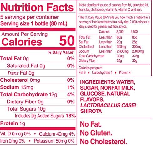 Yakult Probiotic Drink Original, 2.7 fl oz Bottle, Pack of 5