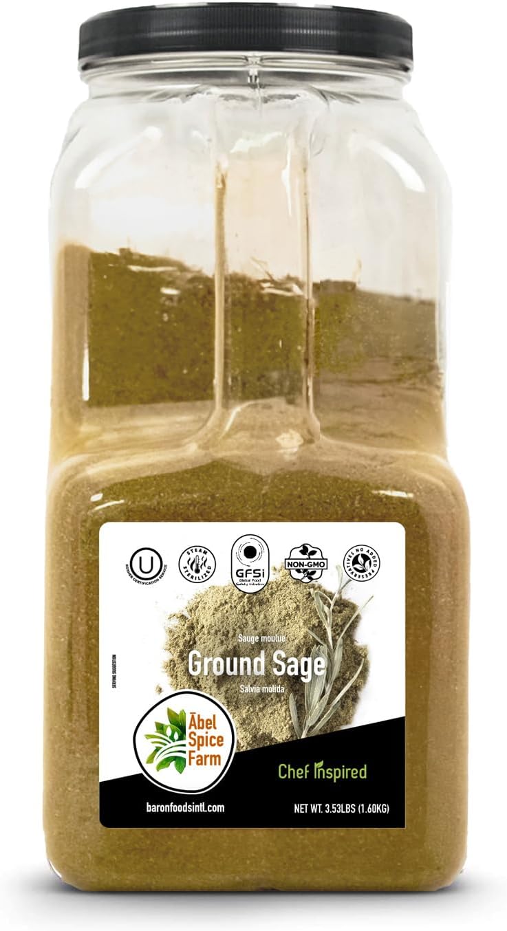 Ābel Spice Farm Ground Sage, Premium Steam Treated Natural Kosher-Certified Non-GMO Herb, 3.53 Lb Bulk Pack