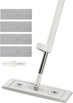 VEVOR Flat Mop, Self Wringing, Microfiber Floor Cleaner with 4 Reusable & Washable Pads for Dry & Wet Floor Cleaning, Microfiber Flat Mop with Stainless Steel Handle for Hardwood Laminate Tile Vinyl