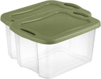 (2 pack) 40 Quart EZ Carry, Plastic Storage Bin, Full-Grip Handles, Green