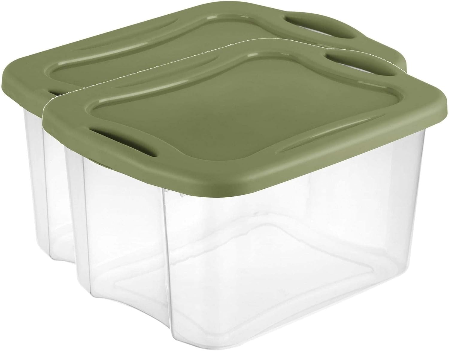 (2 pack) 40 Quart EZ Carry, Plastic Storage Bin, Full-Grip Handles, Green