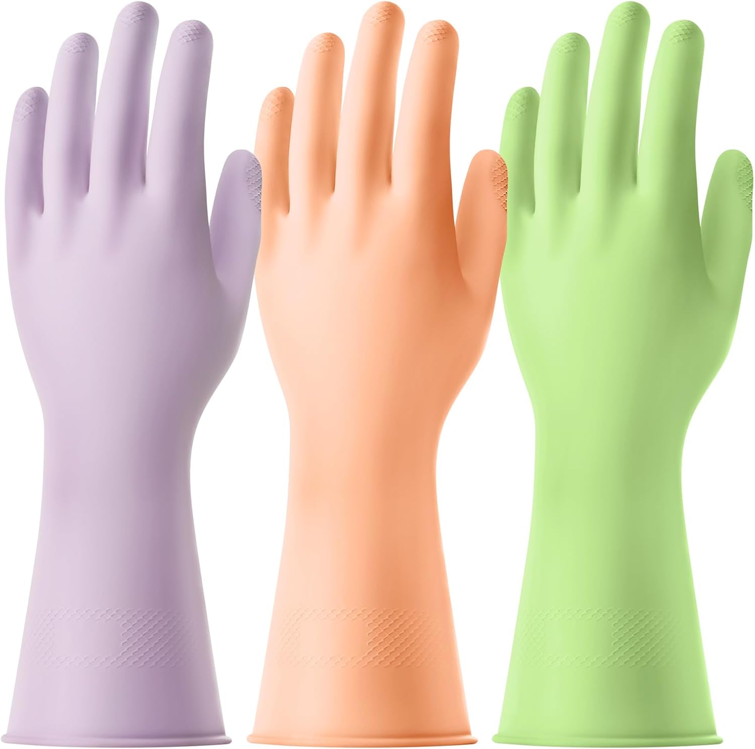 AUAUY Reusable Kitchen Dishwashing Gloves, Rubber Household Cleaning Gloves, Non-Slip Waterproof Dish Glove for Women Men