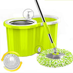 Rotating mop Automatic Drying Hand wash Free Wet and Dry Double Drive Plus Thick Mop Bucket, 4 Colors 5 mop Heads(Color:Green)