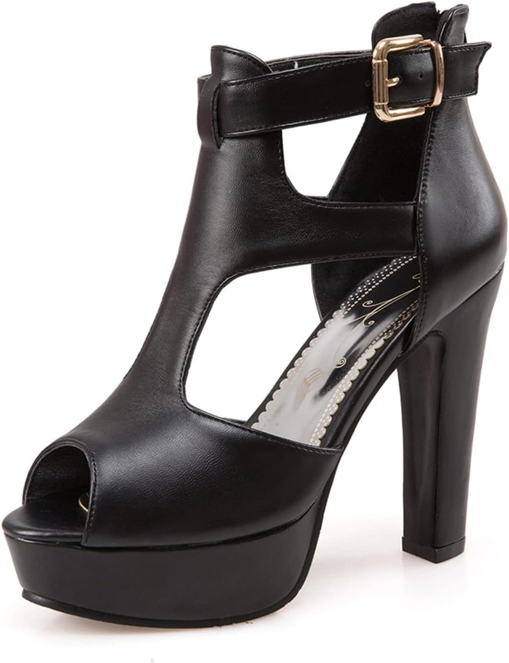 fereshte Women's Platform Chunky Block High Heel Peep-Toe Dress Sandals