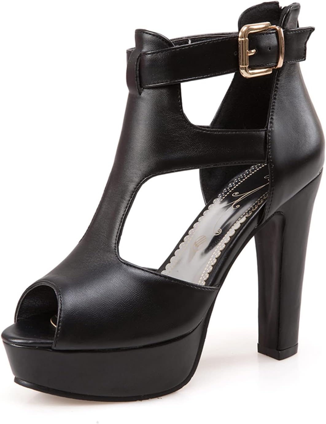 fereshte Women's Platform Chunky Block High Heel Peep-Toe Dress Sandals
