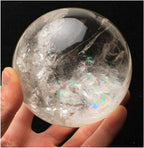 Wixine 1Pcs 35-40mm Rare Clear Natural Rainbow Large Quartz Crystal Sphere Ball Healing Stone