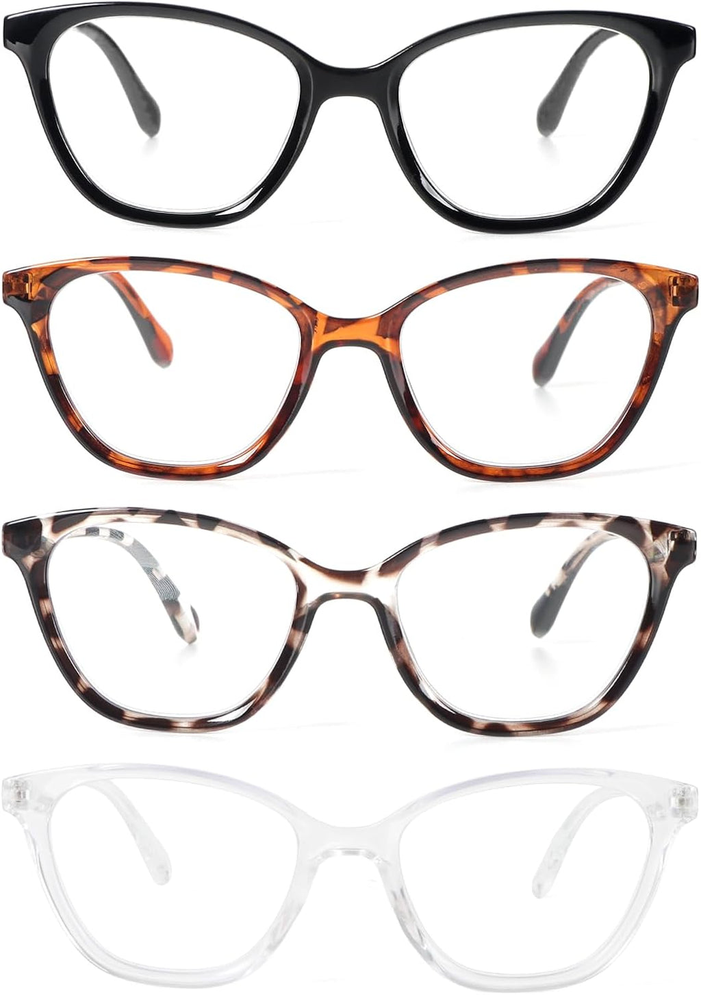 4 Pack Reading Glasses Blue Light Blocking Spring Hinge Fashion Readers Anti for Women Men