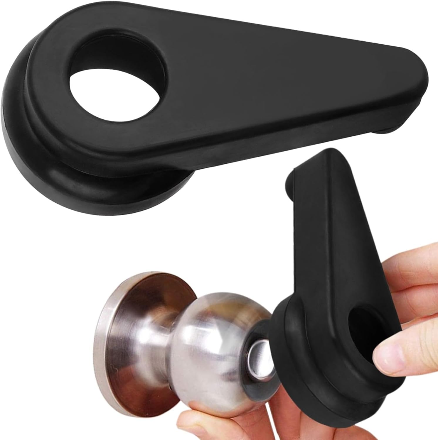 Impresa Door Knob Extension 2-Pack - Soft Black Rubber Compatible Only with 2"-2.5" Ball-Shaped Doorknobs - Slip-Resistant Grip & Easy Install - Adaptive Door Turner & Handle Gripper
