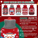 Hortsun 5 Pcs Christmas Hot Water Bottle with Knitted Cover and Inspirational Cards 1L Red Hot and Cold Water Bag for Menstrual Cramps Neck and Shoulder Pain Relief