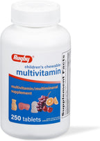 Rugby Children’s Chewable Multivitamin Tablets - Dietary Supplement - Assorted Fruit Flavors - Animal Shapes - 250 Count (1 Pack)