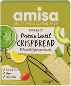 Correct Title: Amisa Organic Gluten-Free Protein Lentil Crispbread, 100g - Yeast Free & Low Carb - Plant-Based Protein - The Perfect Vegan Snack