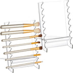 Geelin 2 Pcs Acrylic Makeup Brush Holder for Vanity Brushes Dryer Rack Pen Stand Display for Makeup Artist Nail Brushes Paintbrushes