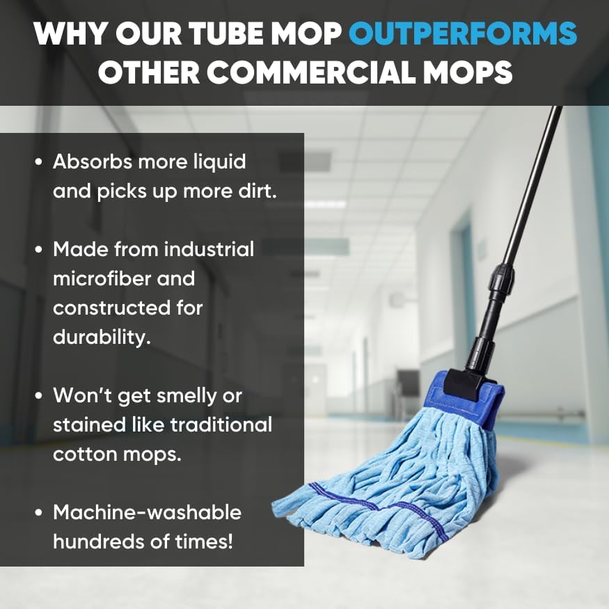 Commercial Mop Head Replacement - 2 Pack Red Large Microfiber Tube Mop | Industrial Wet Mops | Washable Refill, Reusable, Heavy Duty, Looped End Mopheads | | Hardwood, Concrete - Microfiber Wholesale