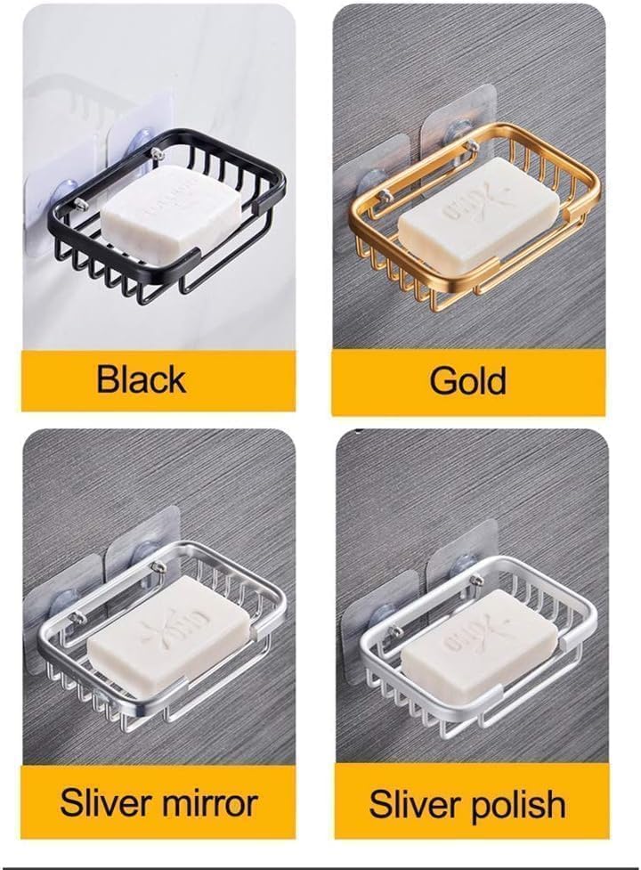 Soap Holder Dish, Bar Suction Cup Soap Tray Wall Mounted, Rustproof Stainless Steel Sponge Holder Caddy for Bathroom Bathtub Kitchen Sink