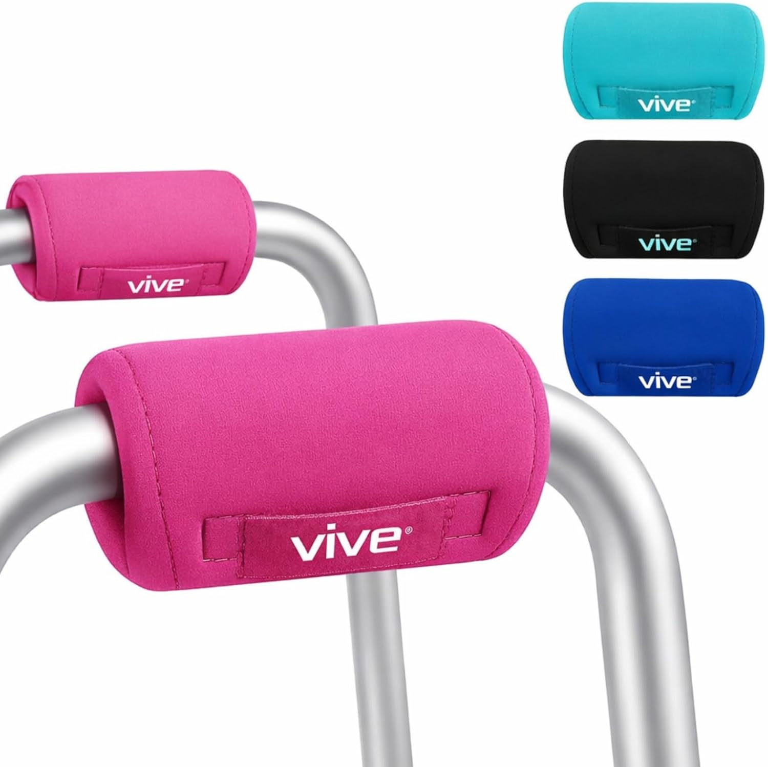 Vive Walker Handle Cushions - Padded Hand Covers - Soft Cushion Padding Medical for Folding Rolling Wheelchair, Rollator Handle, Senior, Elderly Grippers - Crutch Handle Pad Grips - Mobility Aid