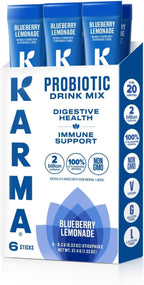 Karma Probiotic Hydration Packet - 6 Pack, Blueberry Lemonade Powder Drink Mix Stick - On-The-Go Immune & Gut Health Support