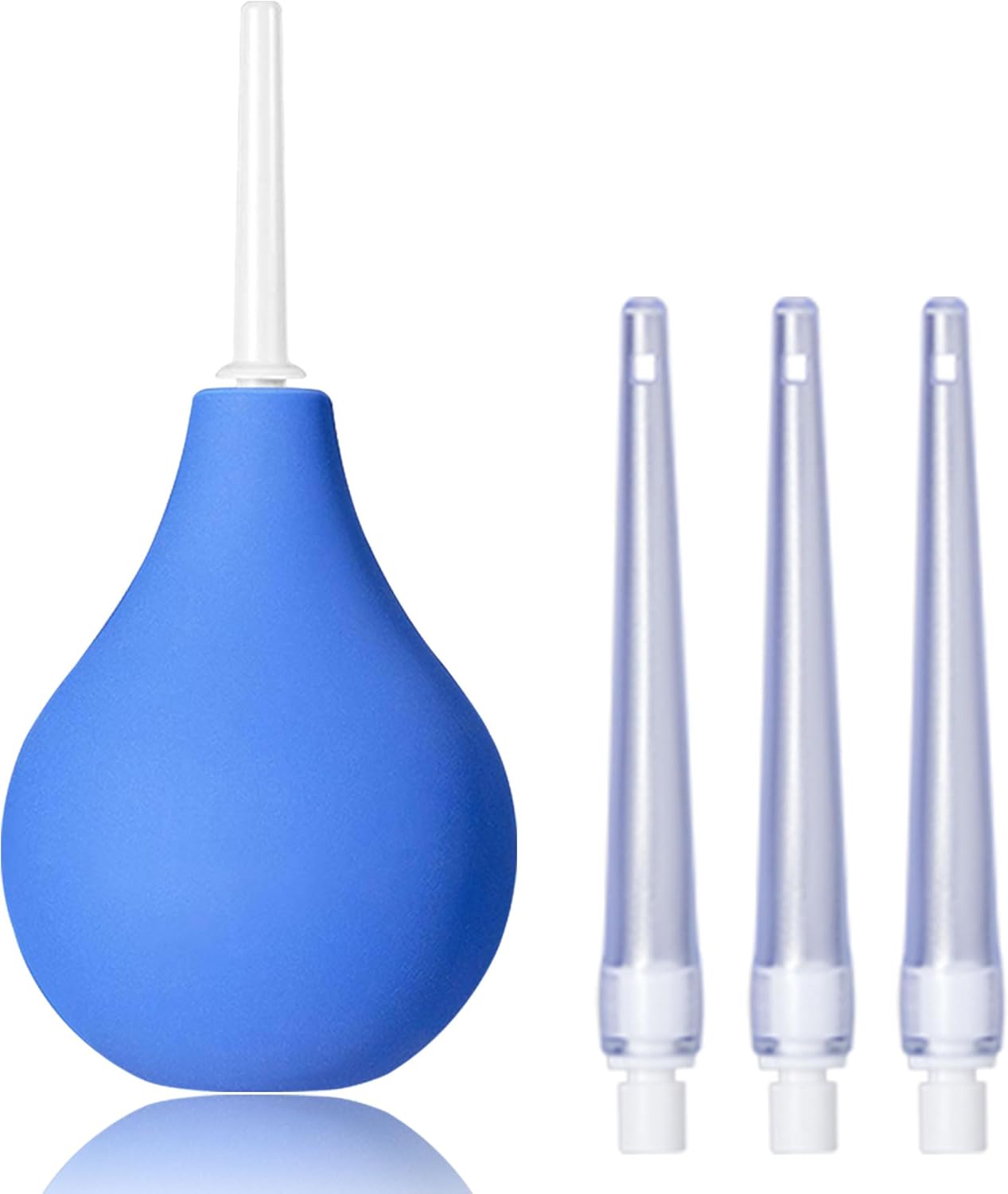 TopQuaFocus 8oz Enema Bulb Kit Anal and Vaginal Douche Bulb for Men Flushing System Enemas Silicone Bulb 4 Replaceable Tips (Blue, 224ml)
