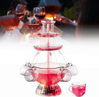 3-Tier Party Fountain Electric Stainless Steel Champagne Fountain Stainless Steel Electric Commercial Red Wine Fountains Machine with LED Light Base Includes 5 Cups for Bar/Home Party Use