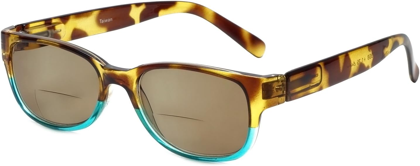 Calabria 4373SB Classic BiFocal Reading Sunglasses Women Tinted Bi-Focal Sun Glass Readers Trendy Chic w/Matching Soft Case