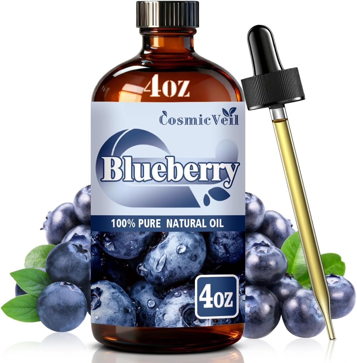 Blueberry Essential Oil Fragrance Oil for Aroma Diffuser,Humidifier,Home Fragrance,Cleaning,Body Care,Massage,Yoga,DIY Candle,DIY Soap CosmicVeil（Blueberry，4 Fl Oz (Pack of 1)）