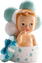 dekora Christening Decoration Cake Topper for Christening Cake 10 cm, Baby Boy in Gift Box Cake Decoration for Christening & Baby Shower