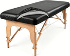Massage Table Cover, Waterproof PU Leather Massage Bed Protector, Oil-Proof Vinyl Fitted Sheet for Spa, Lash & Tattoo Tables, Elastic Fit (28"-31" W x 72"-84" L) Black
