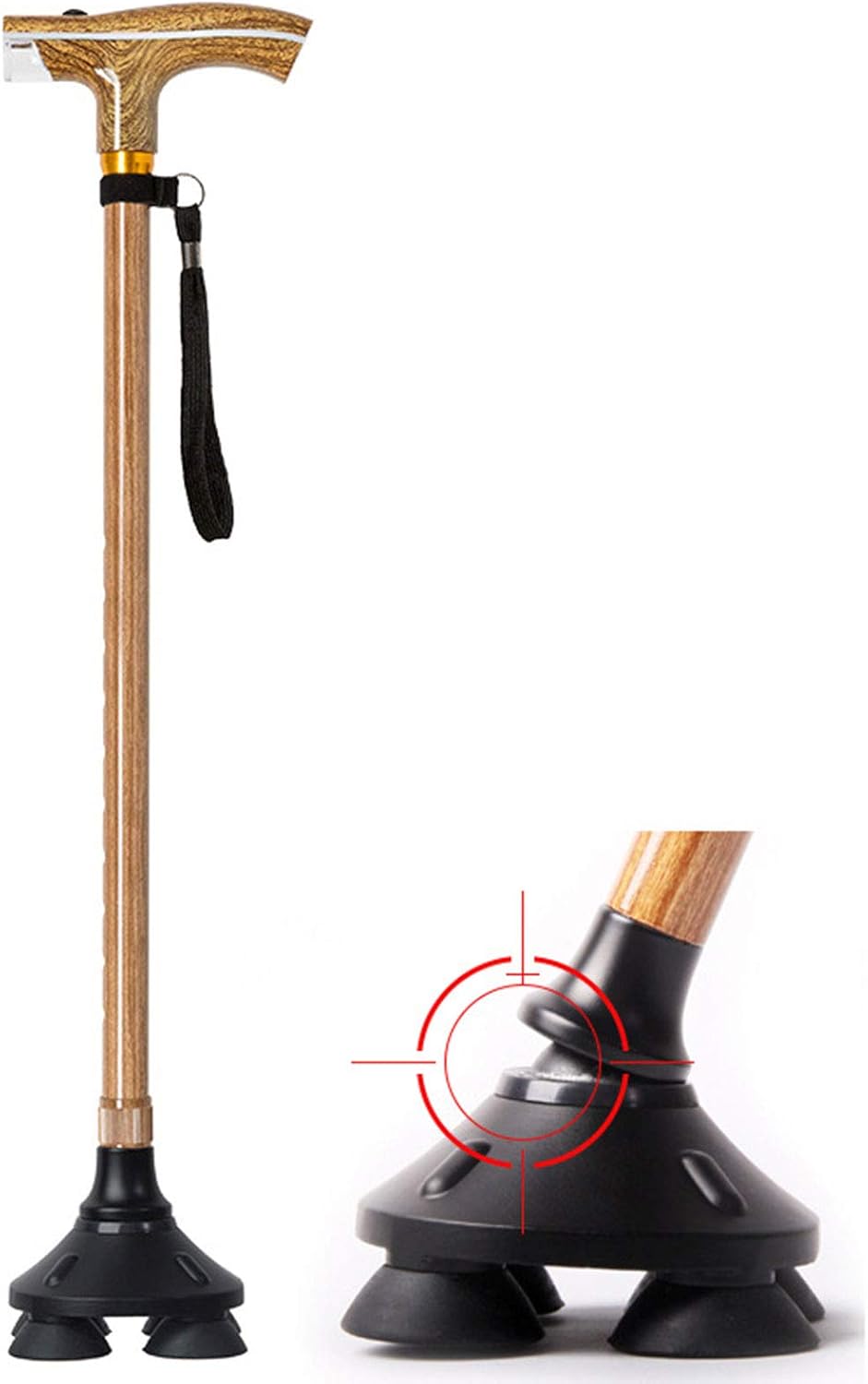 ELQ Aluminum Alloy Walking Cane, Adjustable Walking Stick for Men, Women and Seniors, Lightweight Crutch with Comfortable Handle, Replaceable Base and Wrist Strap,Light Crutch