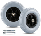 Pair of 8" x 2" (200x50) Caster Wheels for Electric/Power Wheelchair - 8 inch Solid Tire Replacement Wheels (8"x 2" (200x50) - Gray)