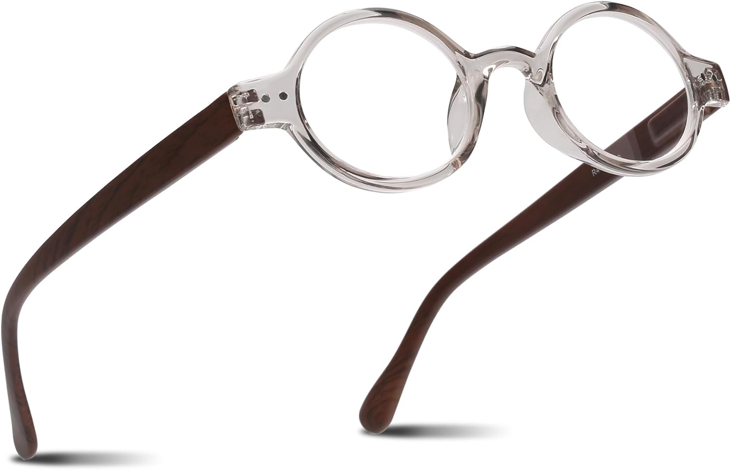2SeeLife Small Round TR-90 Reading Glasses for Men & Women - Narrow-Medium Fit, Sturdy Frame, Spring Hinges, Retro Readers, Clear, +0.50
