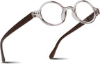 2SeeLife Small Round TR-90 Reading Glasses for Men & Women - Narrow-Medium Fit, Sturdy Frame, Spring Hinges, Retro Readers, Clear, +2.75