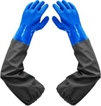 Haiou PVC Chemical Resistant, Long Rubber, Heavy Duty Waterproof Gloves for Chemical and Acid Work, 25 inches, Large-(Blue)