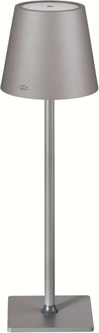 Cilio Sole LED Table Lamp with Touch Sensor, Dimmable with Memory Function, Up to 13 Hours of Lighting Time, for Indoor and Outdoor Use, Metal/Plastic, 13.75" H, 4.25" Diameter, Gray
