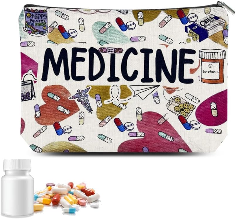ShiQiao Spl Medical Storage Bag Travel Accessories Medicine Meds Organiser Pouch with Zipper Medicine Bag for Women Men Portable First Aid Organiser for Travel Camping Home Christmas Birthday Gifts