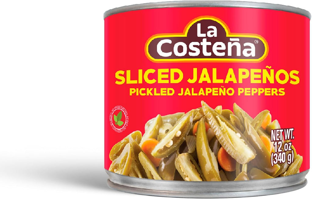 La Costeña Sliced Jalapeno Peppers - Pickled Jalapenos - Jalapeno Pepper - Hot Peppers for Mexican Food, Guacamole, Spicy Nacho & Taco Toppings, Enchiladas & Salsa - 12oz, 1 Pack Canned Jalapenos