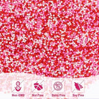 Twisweet Valentine Nonpareils, Edible Mini Pearl Sprinkles for Cake Decorating, Red Pink and White Sugar Sprinkles Mix, Confetti Baking Candy, Cake Topper Cupcake Cookie Ice Cream Decorations, Mother's Day Birthday Romantic Party Supplies (130g/4.58oz)