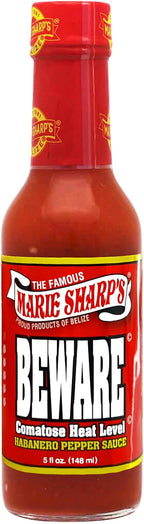 Marie Sharp’s BEWARE Comatose Heat Level Habanero Pepper Sauce, 5 oz | Extreme Heat Hot Sauce from Belize | All-Natural, No Preservatives | For Serious Chiliheads Only