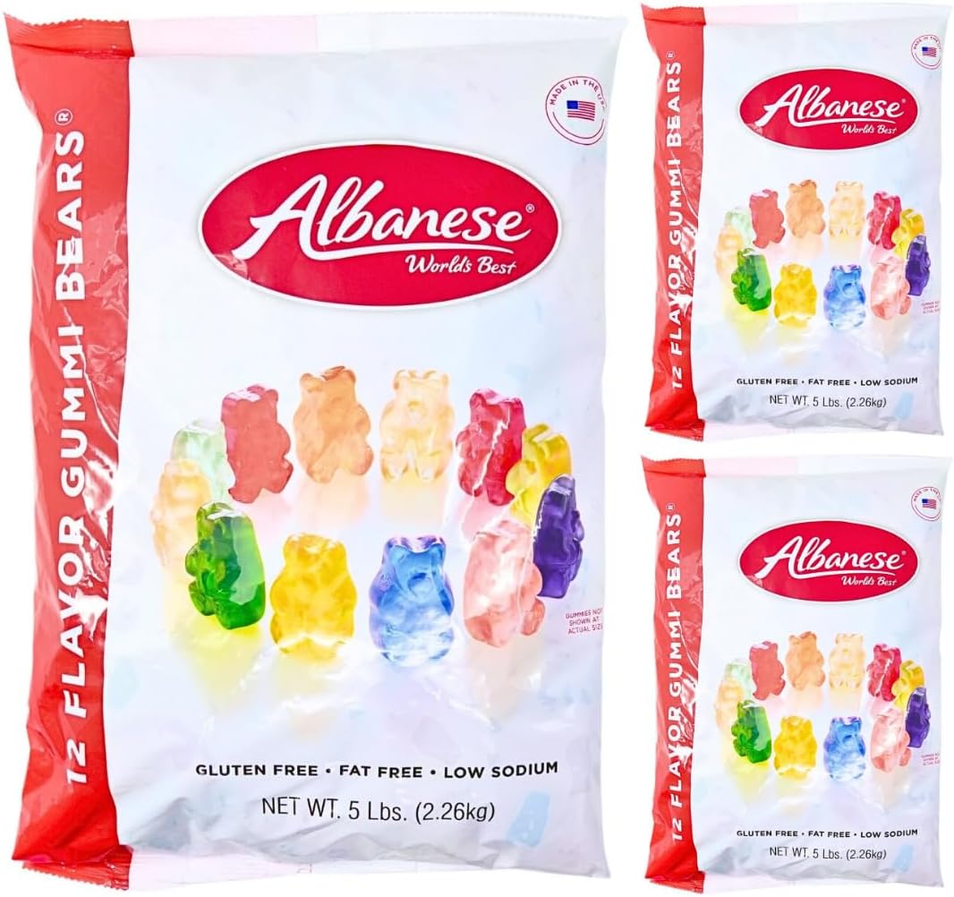 Albanese bulk gummi bears 12 flavor 5 Lb Bag x 3 Packs by Pufai Grocery