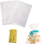 Yotelab Cellophane Treat Bags, Small 4x6 Inches Cellophane Bags With Twist Ties,100 Pcs
