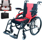 14lb Magnesium Ultra Lightweight Wheelchair 20 inch seat with 3D Cushion Flip Back Arms,Portable Wheelchair with Travel Bag,Travel Wheelchairs for Adults,250Ib Weight Capacity, Black
