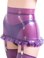 IOKUKI Latex Garter Skirt with 4 Straps Handmade,Latex Rubber Garter Skirts for Women Ruffles Theme Club Accessories