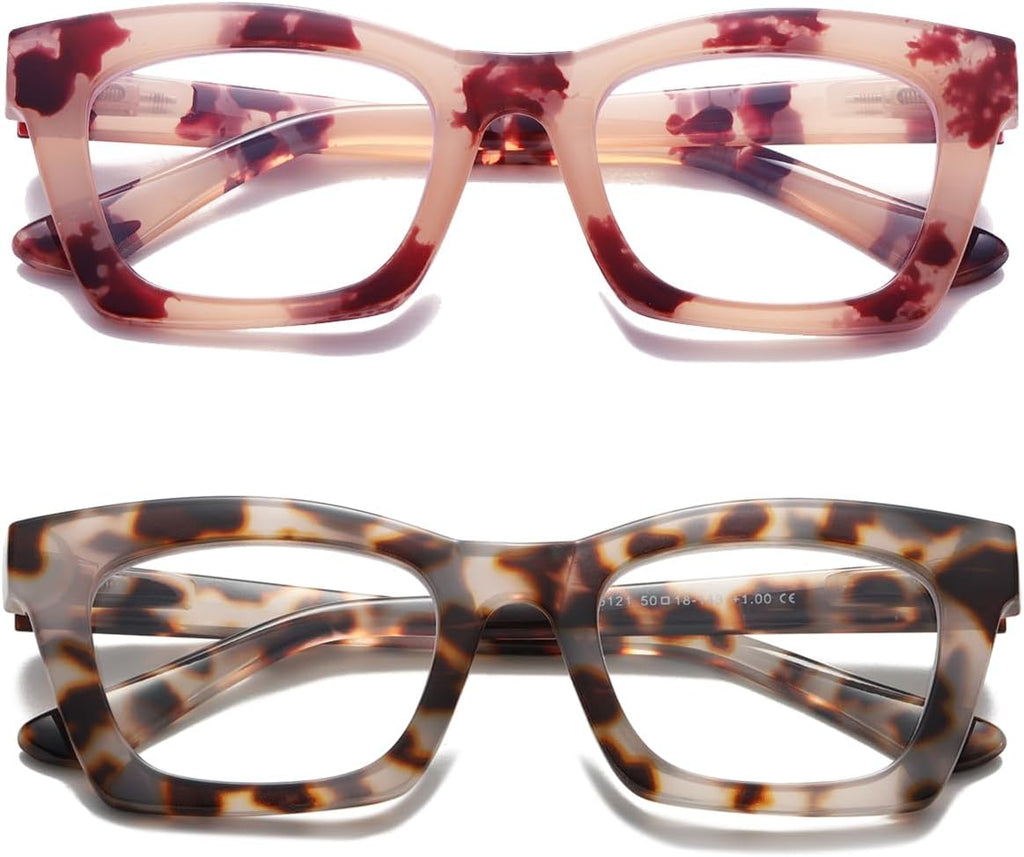 Hubeye Oprah Style Readers for Women Stylis Style Reading Glasses with Blue Light Blocking and Spring Hinge