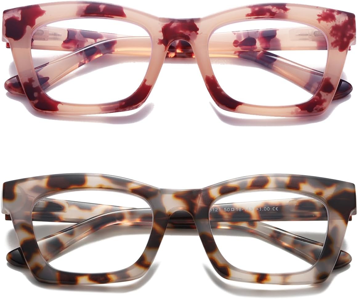 Hubeye Oprah Style Readers for Women Stylis Style Reading Glasses with Blue Light Blocking and Spring Hinge
